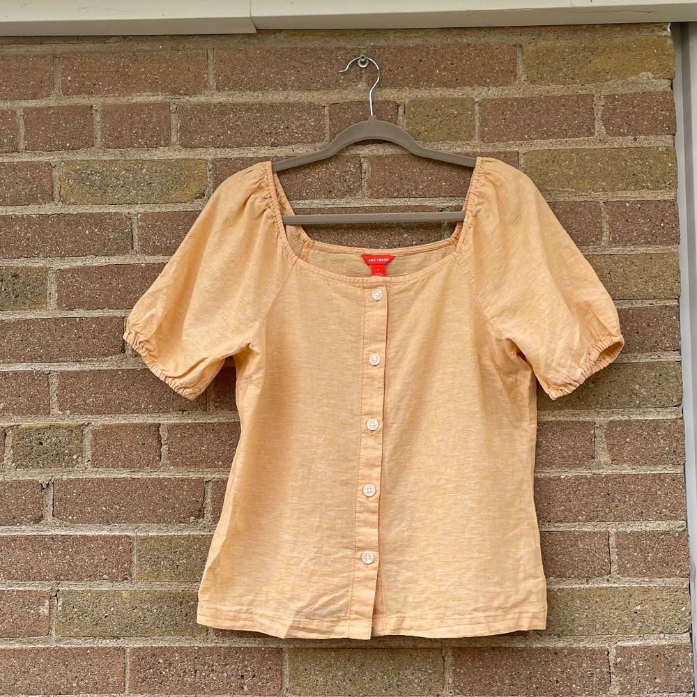Women's Top: Joe Fresh Yellow Short Sleeve Peasant Blouse